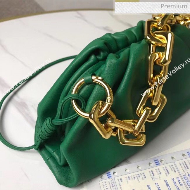 Bottega Veneta Small The Chain Pouch Clutch Bag With Square Ring Chain Green 2020 (MS-20050537)