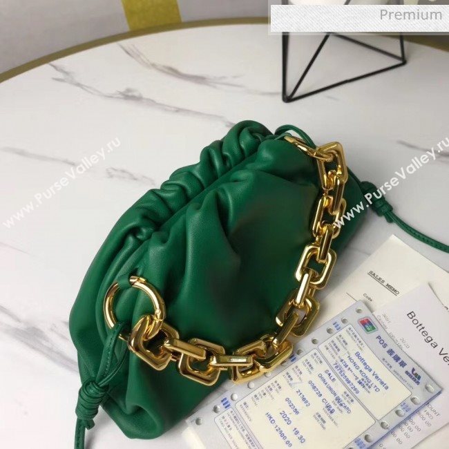 Bottega Veneta Small The Chain Pouch Clutch Bag With Square Ring Chain Green 2020 (MS-20050537)