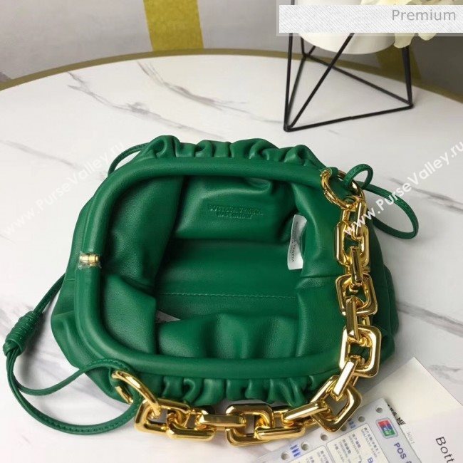 Bottega Veneta Small The Chain Pouch Clutch Bag With Square Ring Chain Green 2020 (MS-20050537)