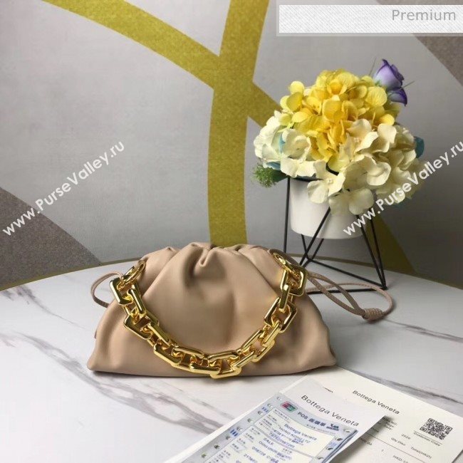 Bottega Veneta Small The Chain Pouch Clutch Bag With Square Ring Chain Beige 2020 (MS-20050538)