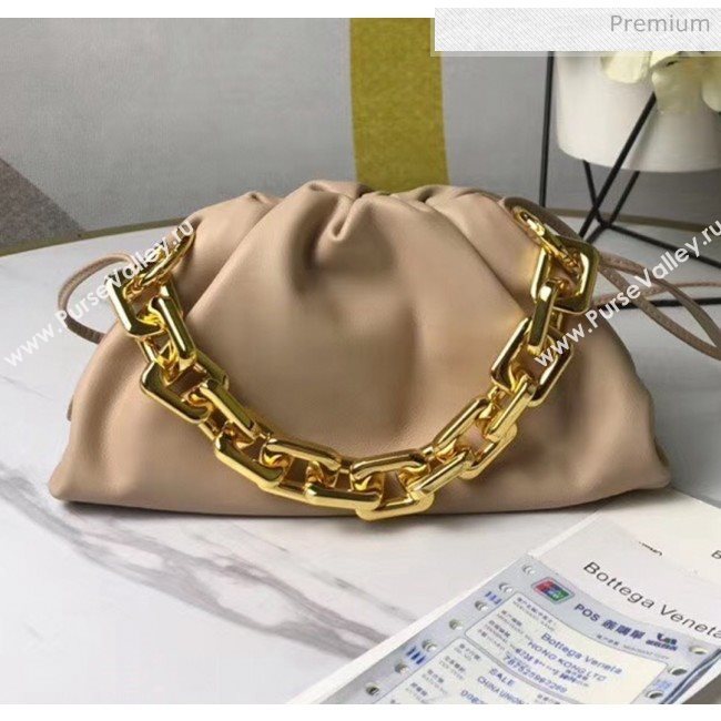 Bottega Veneta Small The Chain Pouch Clutch Bag With Square Ring Chain Beige 2020 (MS-20050538)