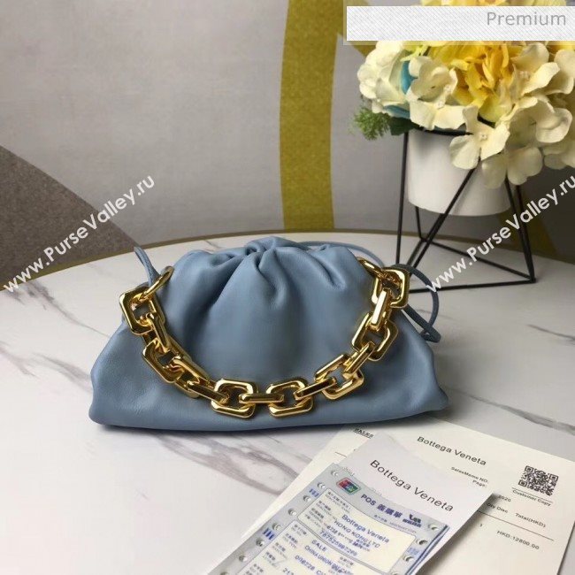 Bottega Veneta Small The Chain Pouch Clutch Bag With Square Ring Chain Blue 2020 (MS-20050539)