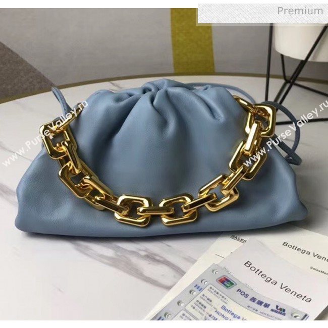 Bottega Veneta Small The Chain Pouch Clutch Bag With Square Ring Chain Blue 2020 (MS-20050539)