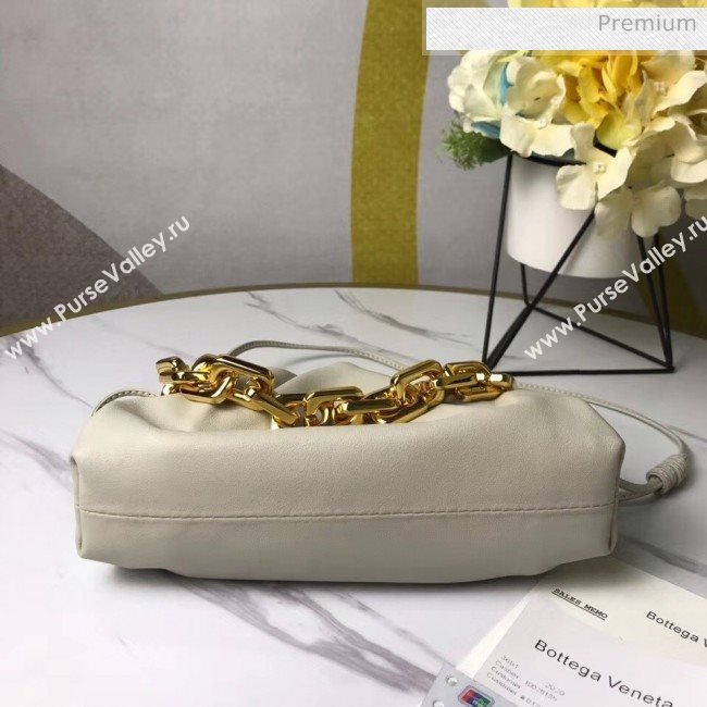 Bottega Veneta Small The Chain Pouch Clutch Bag With Square Ring Chain Off-White 2020 (MS-20050540)