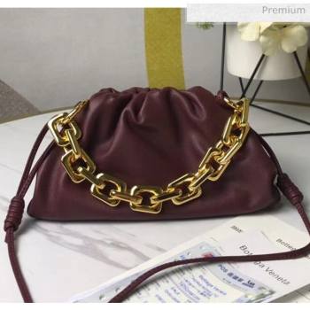 Bottega Veneta Small The Chain Pouch Clutch Bag With Square Ring Chain Burgundy 2020 (MS-20050541)