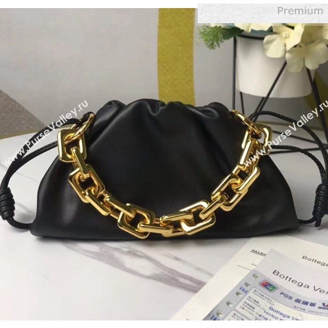 Bottega Veneta Small The Chain Pouch Clutch Bag With Square Ring Chain Black 2020 (MS-20050543)