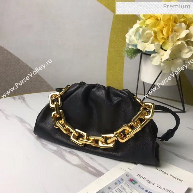 Bottega Veneta Small The Chain Pouch Clutch Bag With Square Ring Chain Black 2020 (MS-20050543)