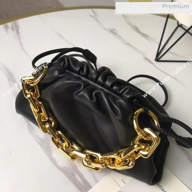 Bottega Veneta Small The Chain Pouch Clutch Bag With Square Ring Chain Black 2020 (MS-20050543)