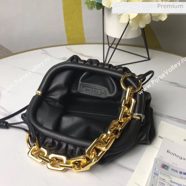 Bottega Veneta Small The Chain Pouch Clutch Bag With Square Ring Chain Black 2020 (MS-20050543)