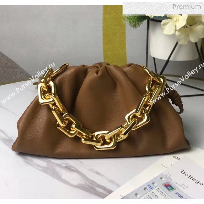 Bottega Veneta Small The Chain Pouch Clutch Bag With Square Ring Chain Cammello Brown 2020 (MS-20050544)