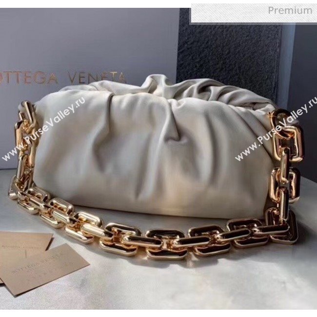 Bottega Veneta The Chain Pouch Clutch Bag With Square Ring Chain Off-White 2020 (MS-20050546)