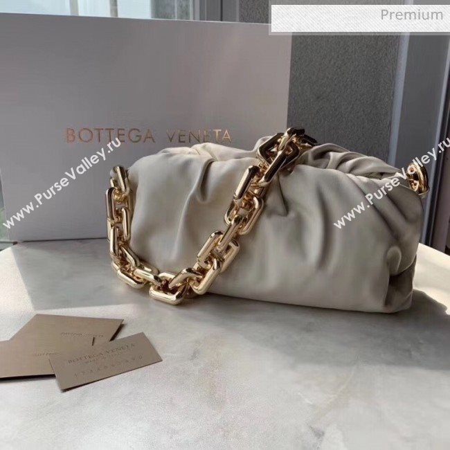 Bottega Veneta The Chain Pouch Clutch Bag With Square Ring Chain Off-White 2020 (MS-20050546)