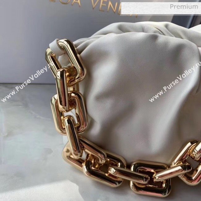 Bottega Veneta The Chain Pouch Clutch Bag With Square Ring Chain Off-White 2020 (MS-20050546)