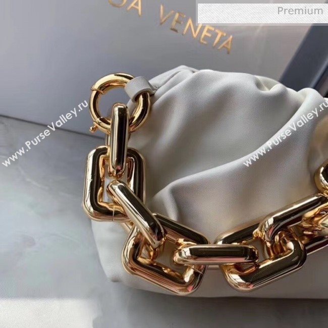 Bottega Veneta The Chain Pouch Clutch Bag With Square Ring Chain Off-White 2020 (MS-20050546)