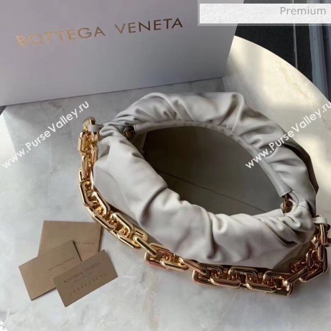 Bottega Veneta The Chain Pouch Clutch Bag With Square Ring Chain Off-White 2020 (MS-20050546)