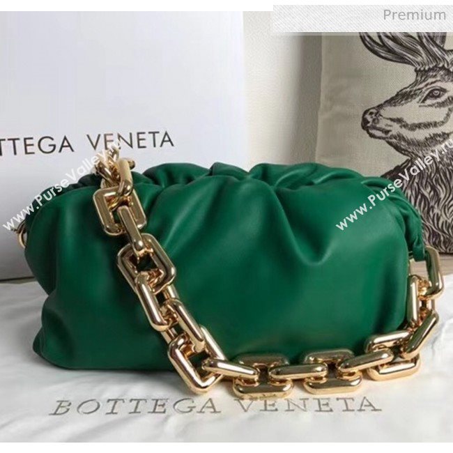 Bottega Veneta The Chain Pouch Clutch Bag With Square Ring Chain Green 2020 (MS-20050547)