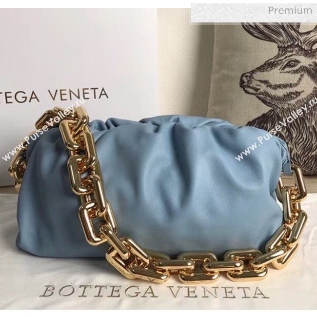 Bottega Veneta The Chain Pouch Clutch Bag With Square Ring Chain Blue 2020 (MS-20050549)