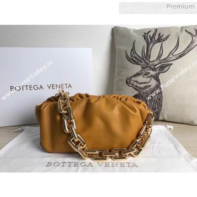 Bottega Veneta The Chain Pouch Clutch Bag With Square Ring Chain Ocra Brown 2020 (MS-20050550)