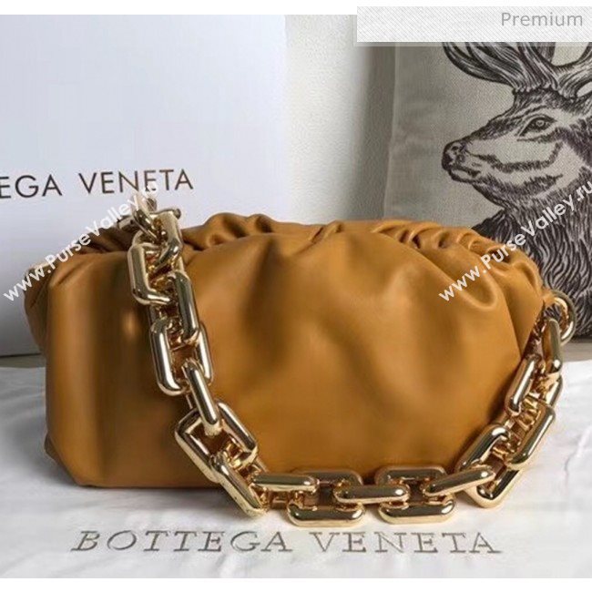 Bottega Veneta The Chain Pouch Clutch Bag With Square Ring Chain Ocra Brown 2020 (MS-20050550)