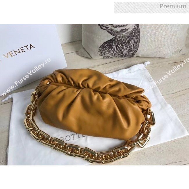 Bottega Veneta The Chain Pouch Clutch Bag With Square Ring Chain Ocra Brown 2020 (MS-20050550)