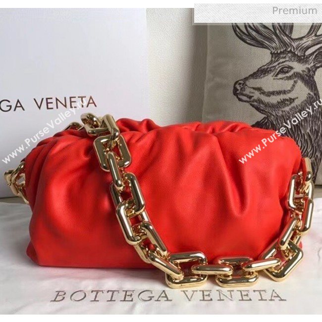 Bottega Veneta The Chain Pouch Clutch Bag With Square Ring Chain Red 2020 (MS-20050551)