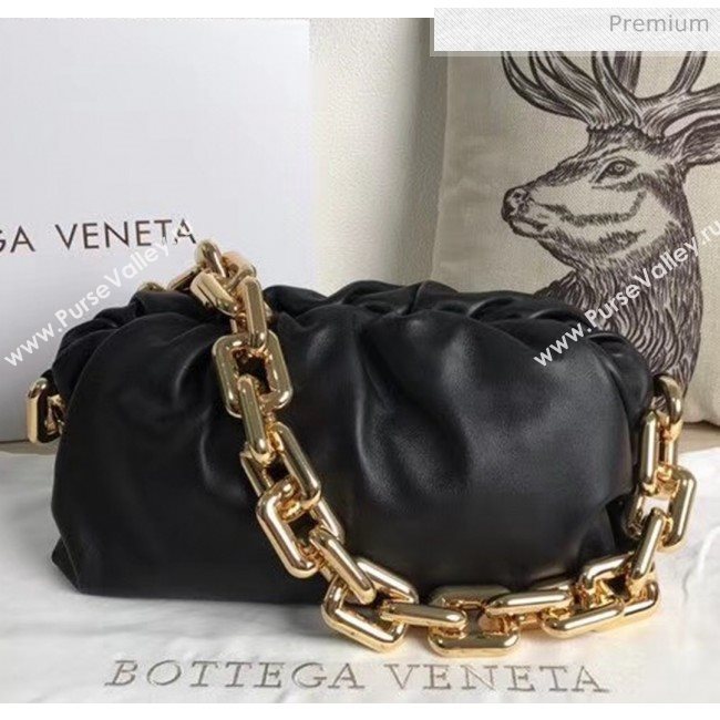 Bottega Veneta The Chain Pouch Clutch Bag With Square Ring Chain Black 2020 (MS-20050552)