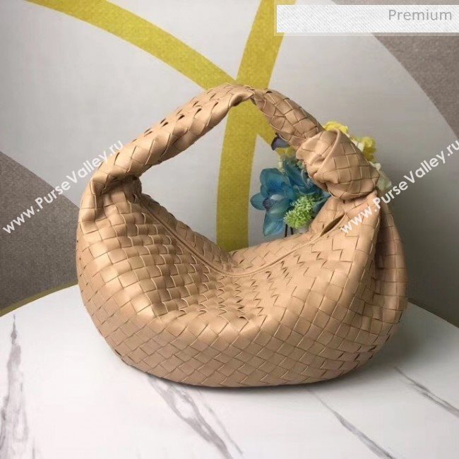 Bottega Veneta Medium BV Jodie Woven Lambskin Hobo Bag Beige 2020 (MS-20050555)