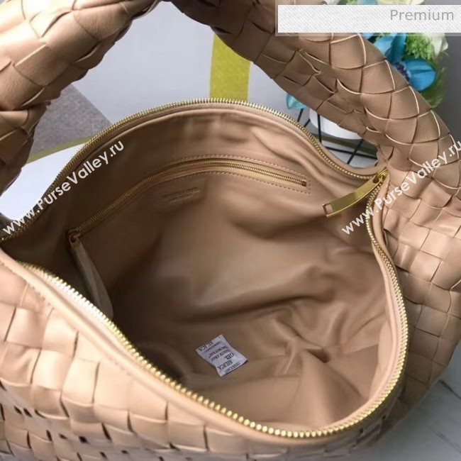 Bottega Veneta Medium BV Jodie Woven Lambskin Hobo Bag Beige 2020 (MS-20050555)