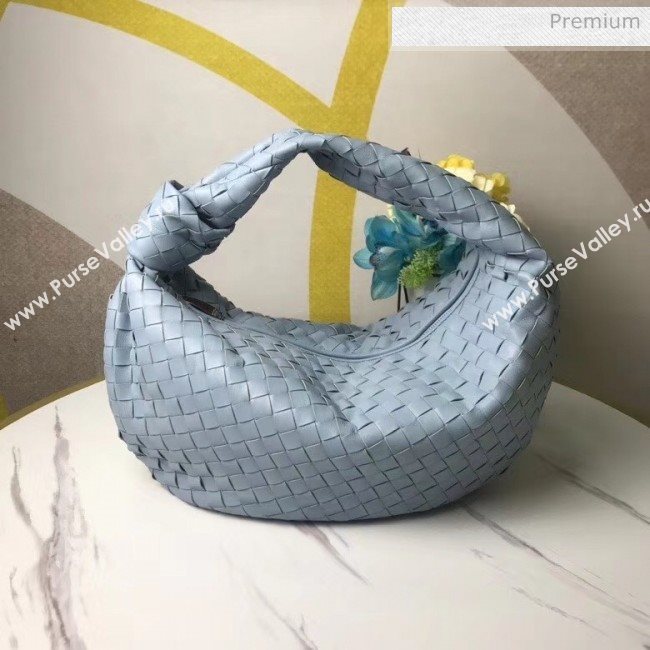 Bottega Veneta Medium BV Jodie Woven Lambskin Hobo Bag Blue 2020 (MS-20050557)