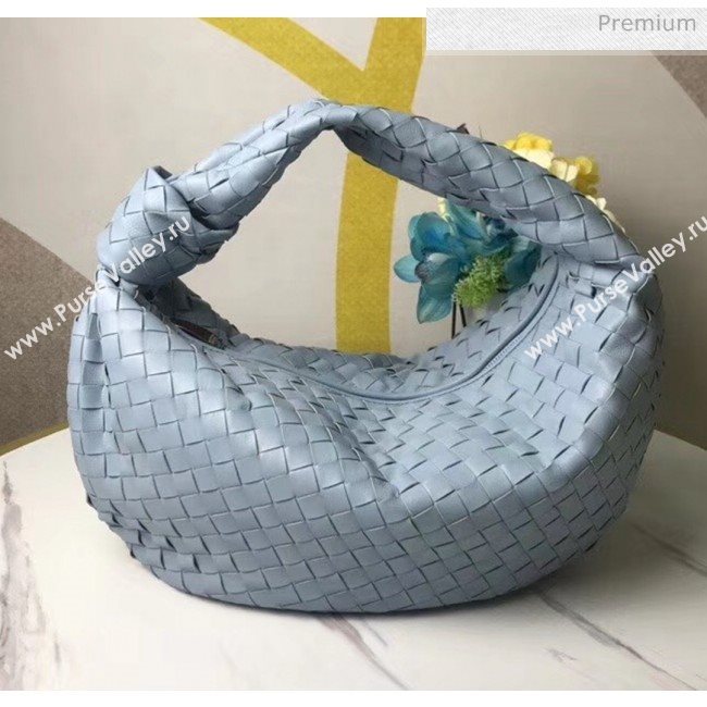 Bottega Veneta Medium BV Jodie Woven Lambskin Hobo Bag Blue 2020 (MS-20050557)