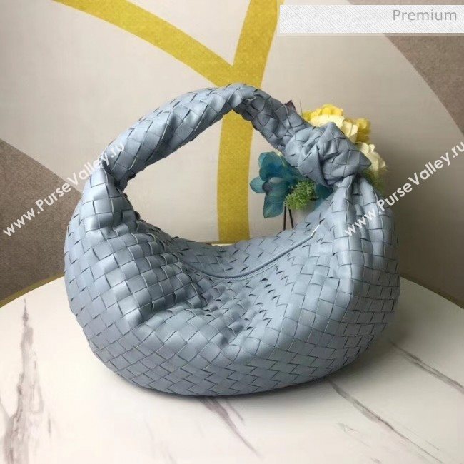 Bottega Veneta Medium BV Jodie Woven Lambskin Hobo Bag Blue 2020 (MS-20050557)