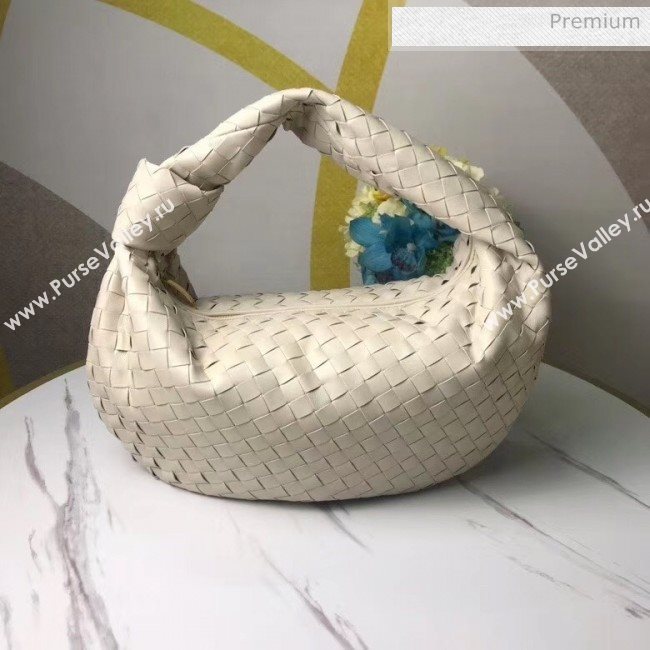 Bottega Veneta Medium BV Jodie Woven Lambskin Hobo Bag Off-White 2020 (MS-20050559)