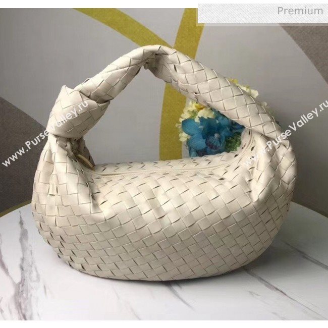 Bottega Veneta Medium BV Jodie Woven Lambskin Hobo Bag Off-White 2020 (MS-20050559)