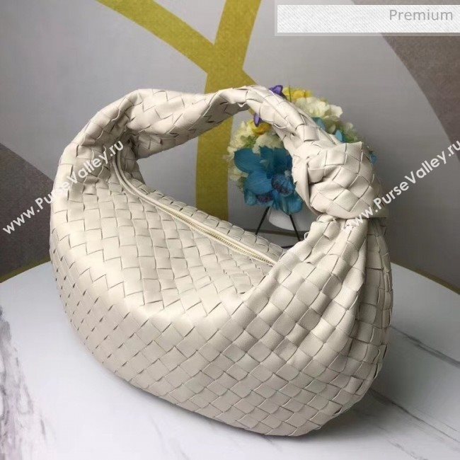 Bottega Veneta Medium BV Jodie Woven Lambskin Hobo Bag Off-White 2020 (MS-20050559)