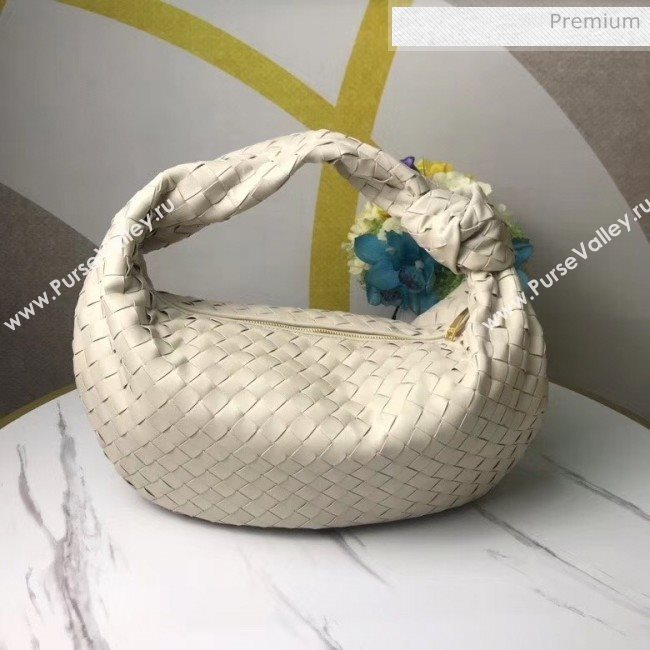 Bottega Veneta Medium BV Jodie Woven Lambskin Hobo Bag Off-White 2020 (MS-20050559)