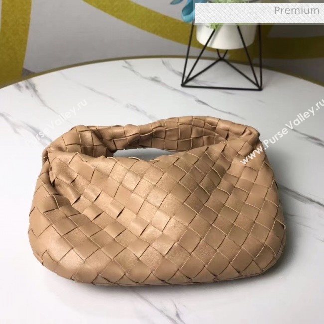 Bottega Veneta Mini BV Jodie Woven Lambskin Hobo Bag Beige 2020 (MS-20050558)