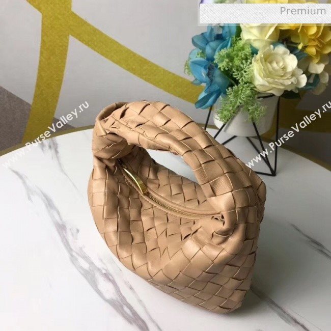 Bottega Veneta Mini BV Jodie Woven Lambskin Hobo Bag Beige 2020 (MS-20050558)