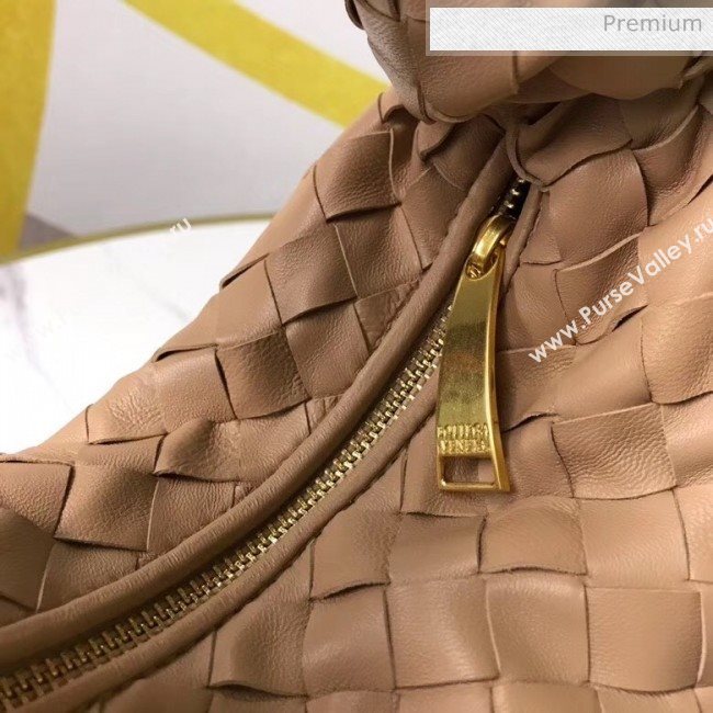 Bottega Veneta Mini BV Jodie Woven Lambskin Hobo Bag Beige 2020 (MS-20050558)