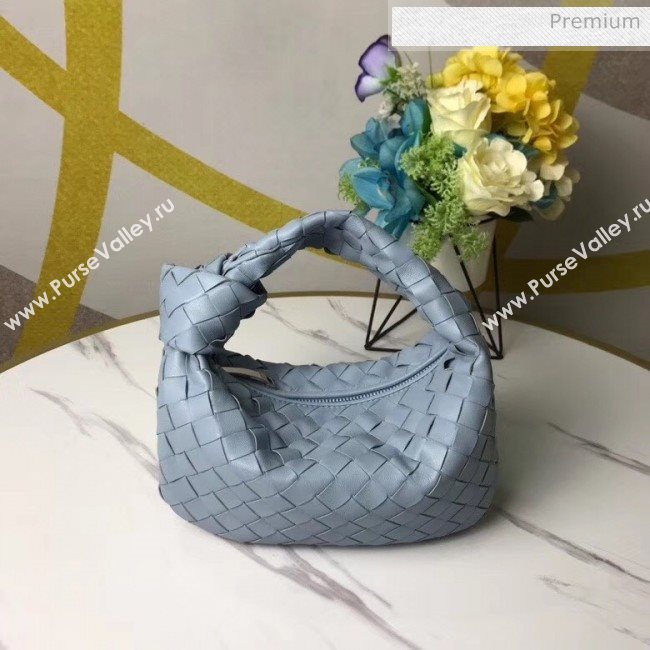Bottega Veneta Mini BV Jodie Woven Lambskin Hobo Bag Blue 2020 (MS-20050560)