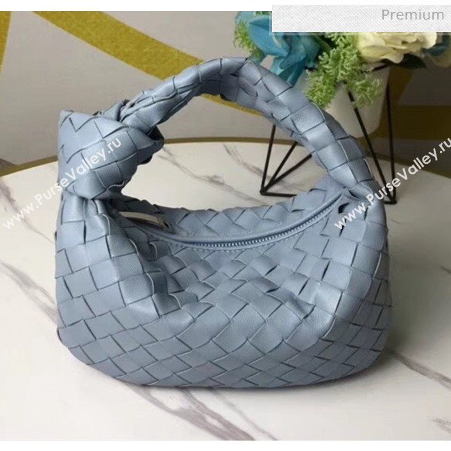 Bottega Veneta Mini BV Jodie Woven Lambskin Hobo Bag Blue 2020 (MS-20050560)