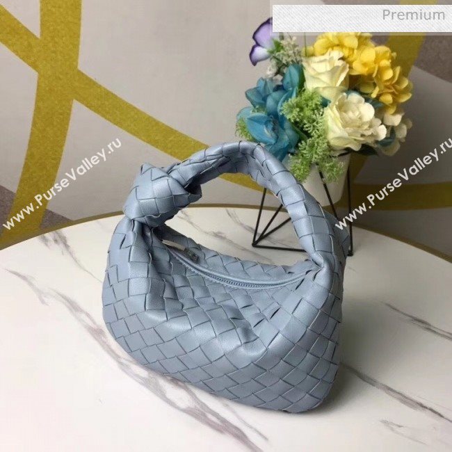 Bottega Veneta Mini BV Jodie Woven Lambskin Hobo Bag Blue 2020 (MS-20050560)