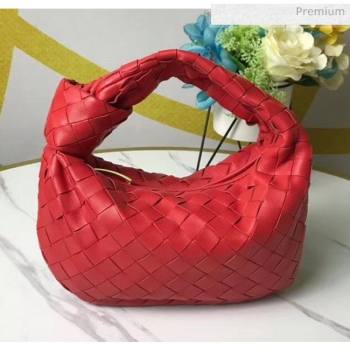 Bottega Veneta Mini BV Jodie Woven Lambskin Hobo Bag Red 2020 (MS-20050561)