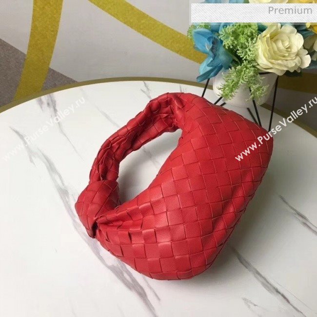 Bottega Veneta Mini BV Jodie Woven Lambskin Hobo Bag Red 2020 (MS-20050561)
