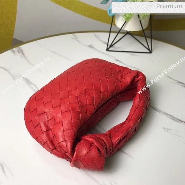 Bottega Veneta Mini BV Jodie Woven Lambskin Hobo Bag Red 2020 (MS-20050561)