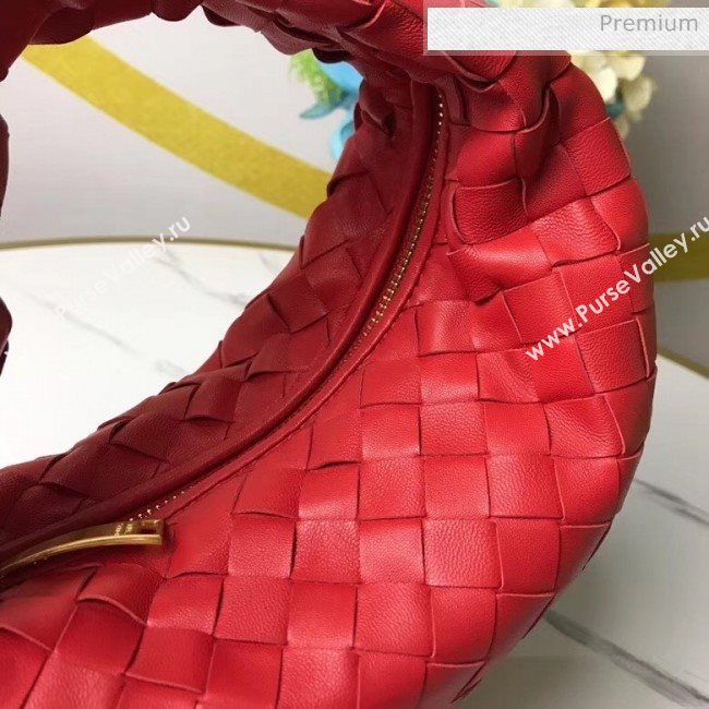 Bottega Veneta Mini BV Jodie Woven Lambskin Hobo Bag Red 2020 (MS-20050561)