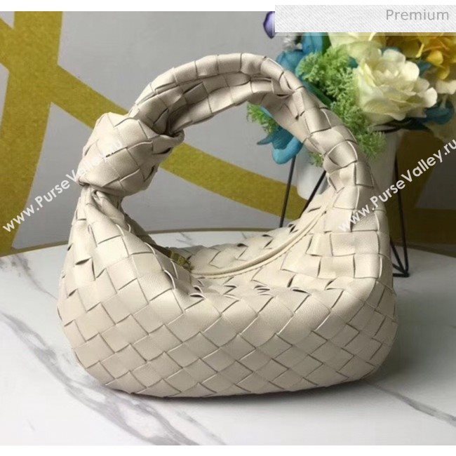 Bottega Veneta Mini BV Jodie Woven Lambskin Hobo Bag Off-White 2020 (MS-20050562)