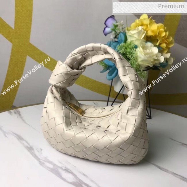 Bottega Veneta Mini BV Jodie Woven Lambskin Hobo Bag Off-White 2020 (MS-20050562)