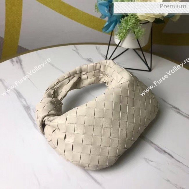 Bottega Veneta Mini BV Jodie Woven Lambskin Hobo Bag Off-White 2020 (MS-20050562)
