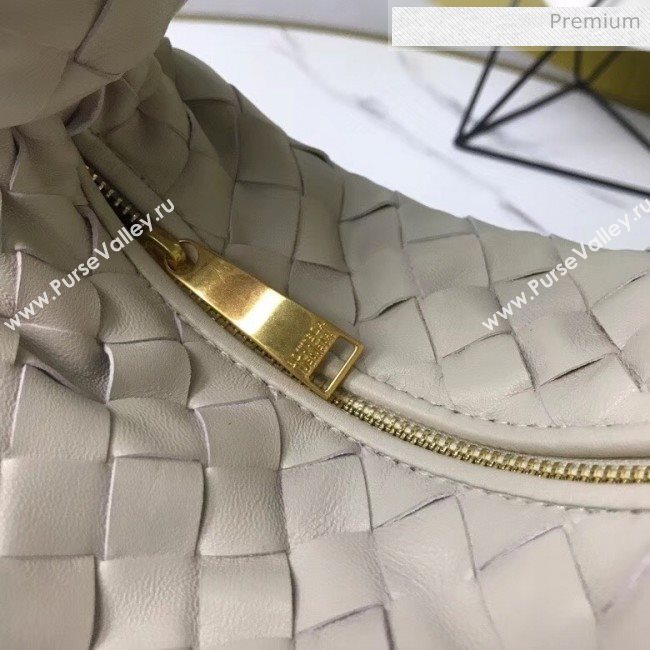 Bottega Veneta Mini BV Jodie Woven Lambskin Hobo Bag Off-White 2020 (MS-20050562)