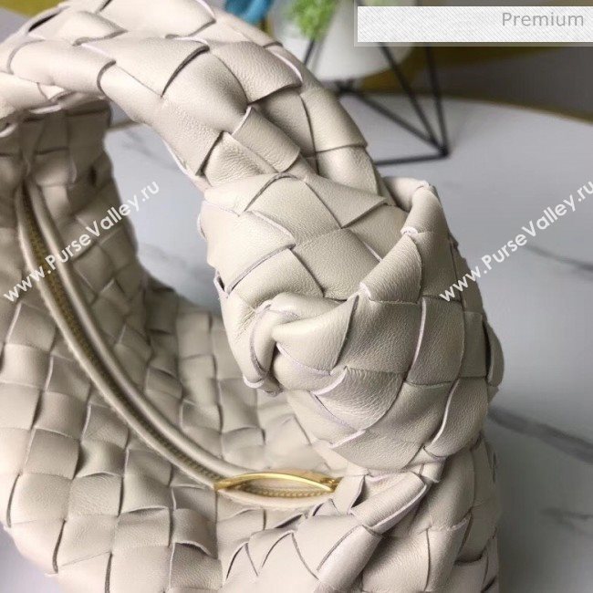 Bottega Veneta Mini BV Jodie Woven Lambskin Hobo Bag Off-White 2020 (MS-20050562)